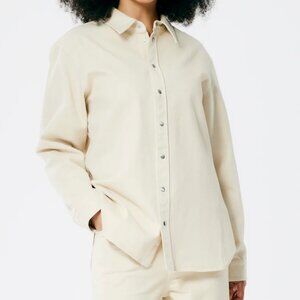 Tibi denim shirt jacket, M, cream, $85.